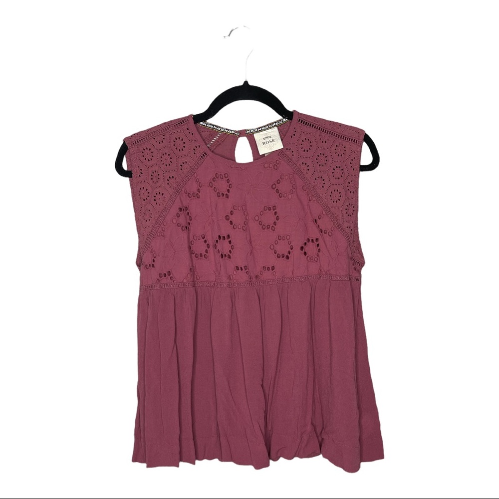 Knox Rose Mauve Pink Flowy Eyelet Top | S